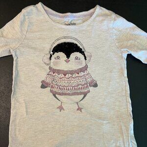 Cynthia Rowley, kids long sleeve shirt with sequin penguin, size S 7/8